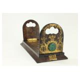 Lot 545: English Brass Mtd. Malachite Burl Walnut Book Rack 