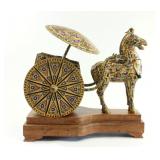Lot 558: Cloisonné Grouping of Horse & Cart 