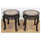 Lot 592: Pair Carved Chinese Marble Inset Tables 