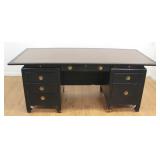 Lot 695: Mid-Century Ebonized Chinese Modern Executive Desk 
