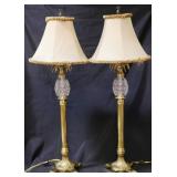 255 - Pair Waterford pineapple buffet lamps 37" tall