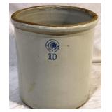 266 - Vintage 10 gallon crock w/ Indian 17" tall x 16" diameter great condition