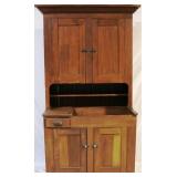 280 - Primitive 2 part dry sink cupboard 81" tall x 43