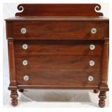 295 - Empire 4 drawer chest w/ sandwich pulls Carved backsplash 47" tall to top of backsplash x 45" 