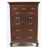 329 - Henkel Harris New Market high chest mahogany 65 1/2" tall x 45" wide x 24" deep