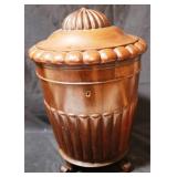 718 - Early urn shape cutlery box with insert 16" Tall x 12" Round
