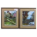 9005 - The Old Boat/the Old Cabin Pen Signed & Numbered 10/50 by Noted Artist Anna Sandhu Ray, Wife 