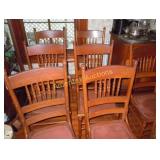(8) Oak Chairs w/ Leather Seats
