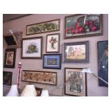 Various prints, water colors, advertising, paintings...