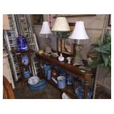 Sofa table, granit wear, lamps