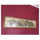 ANTIQUE FRAMED PRINT YARD LONG - STUDY OF PANSIES, GRACE BARTON ALLEN - NICE