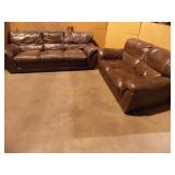 Trayton Furniture Leather Sofa Love Seat Set - current bid $65