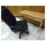  Small Desk & Black Leather Office Chair - currenit bid $10