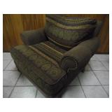 Brass Nailhead Trim Autumn Green Sofa Chair - current bid $10