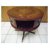 Antique Mahogany Leather Drum Table - current bid $25