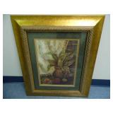 Potted Plant Picture w/Bronze Frame - current bid $10