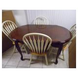 Solid Wood Mahogany Kitchen Table & Chairs - current bid $75