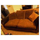 Leather Rolled Arm Sofa - current bid 0