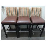 Set of 3 Bar Stool Chairs with Vinyl Leather Seats