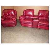Lane Furniture Cherry Leather Sofa Set