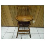 Vintage Oak Wood Baby Chair