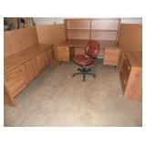Desk w/Hutch Credenza and File Cabinet Set