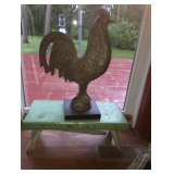 Repro rooster on antique stool