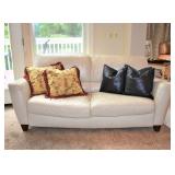 Leather Sofa / Couch, Leather Pillows, Fringe Pillows