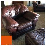Leather Lounge Chair & Ottoman