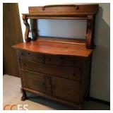 Tiger Oak Clawed Foot Side Board