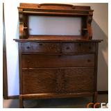 Tiger Oak Clawed Foot Side Board