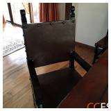 South Cone Peruvian Hand Made Wood Dining Table & Leather Strapped Back Chairs