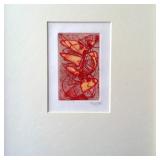 Jim Monson Orange Gravure Abstract Signed