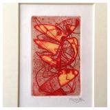 Jim Monson Orange Gravure Abstract Signed