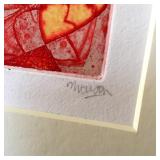 Jim Monson Orange Gravure Abstract Signed