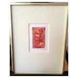 Jim Monson Orange Gravure Abstract Signed