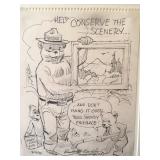 Rudy Wendelin Smokey the Bear Original Sketch Signed 1980