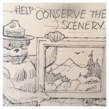 Rudy Wendelin Smokey the Bear Original Sketch Signed 1980