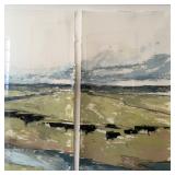 Watercolor Tryptic Landscape Signed