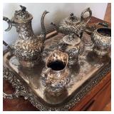 S. Kirk & Son Inc. 5 Piece Sterling Tea Set & Tray