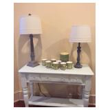 Accent table and lamps