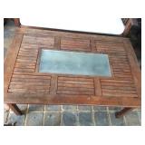 Teak wood patio settee table