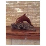 Wood dolphin figurine