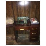 Sewing machine and table