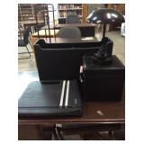 Office Storage Bins, Lamp, and