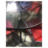 Close up view of patio table