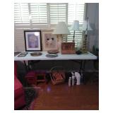 table lamps and small framed art