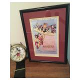 Mickey Mouse wall clock and poster