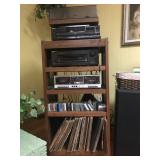 Record player, records, and Vintage Stereo System