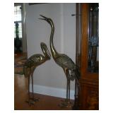 Beautiful Brass Cranes Nice Detail 46" H and 33" H